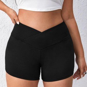 SHEIN EZwear Plus Overlap Waist Solid Biker Shorts Size L